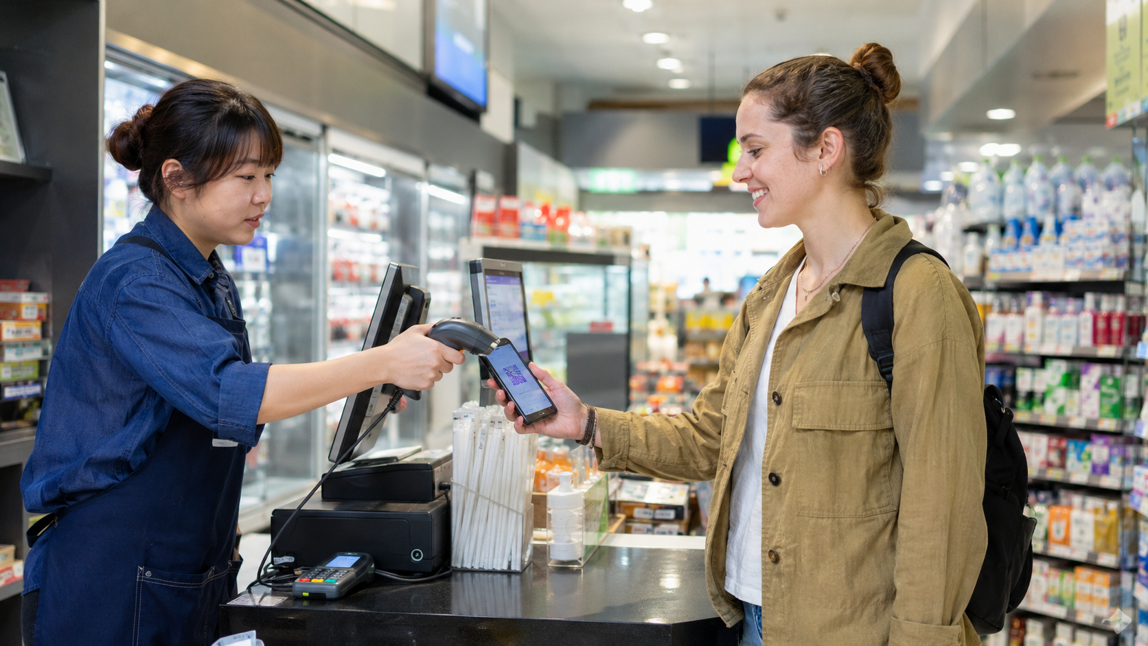 Турист оплачивает покупки через Alipay